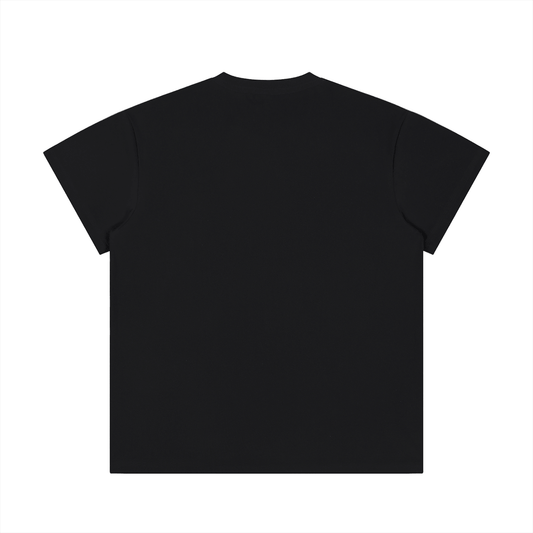 Back view of a Lightweight Cotton Classic Fit T-Shirt in black, featuring a regular fit design.