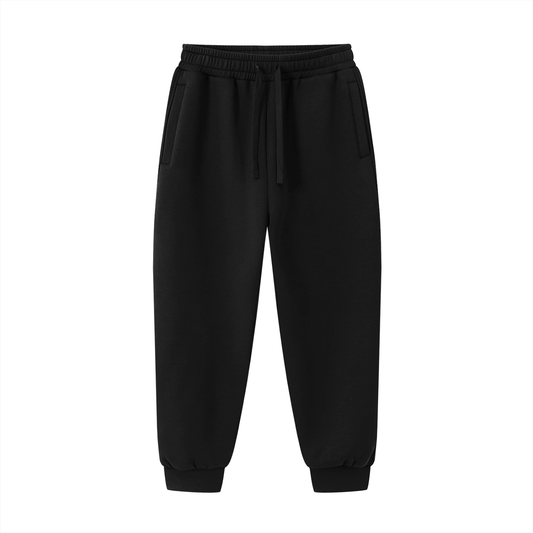 Urbanova Noir Essential Joggers in black, featuring a regular fit and made from a blend of cotton and polyester.