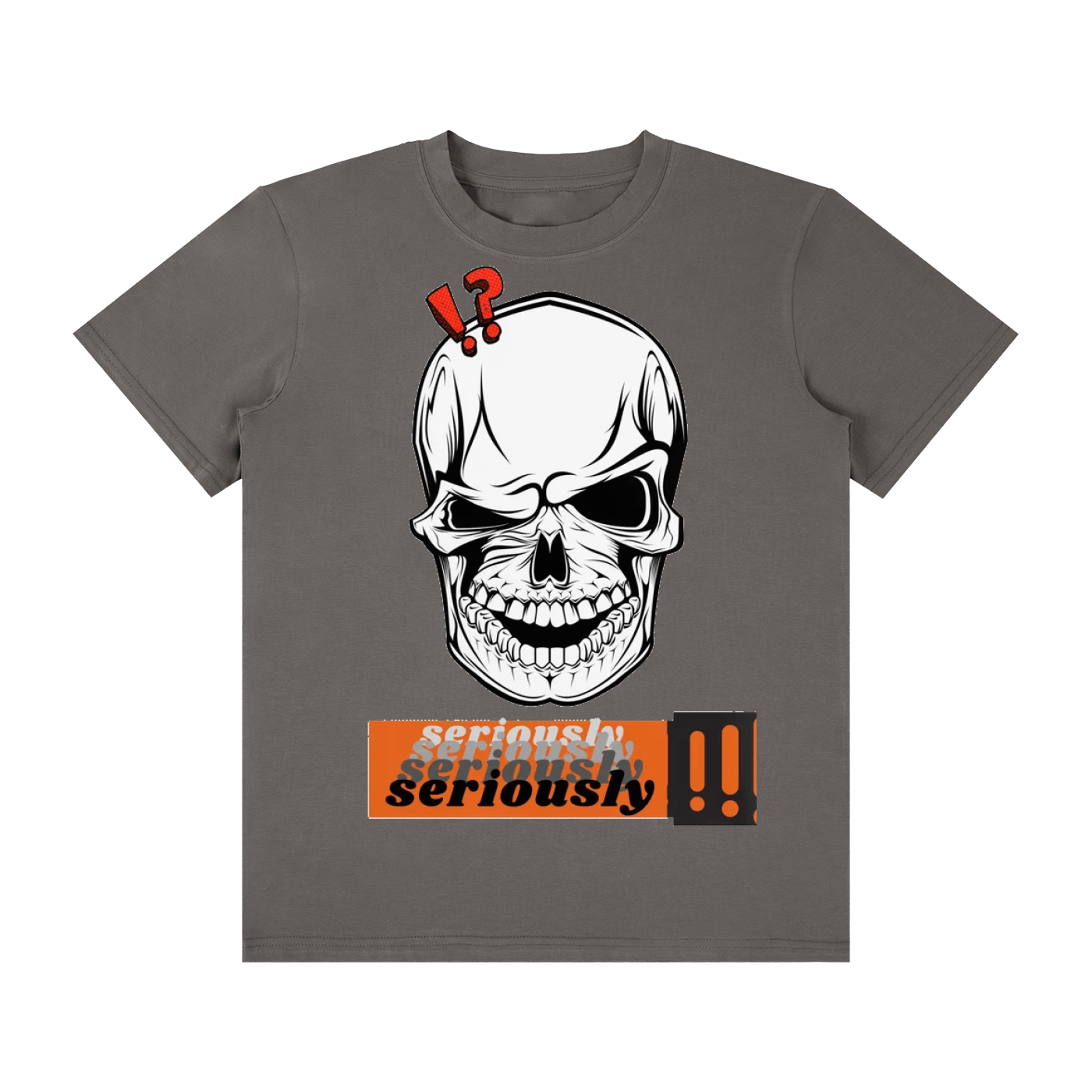 Graphic Urbanova Essential Crew Tee featuring a skull design with text, perfect for edgy streetwear style.