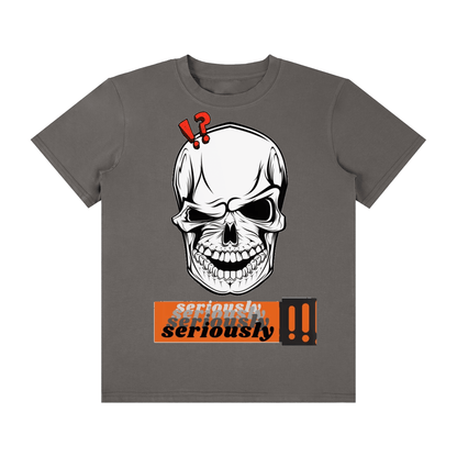 Graphic Urbanova Essential Crew Tee featuring a skull design with text, perfect for edgy streetwear style.