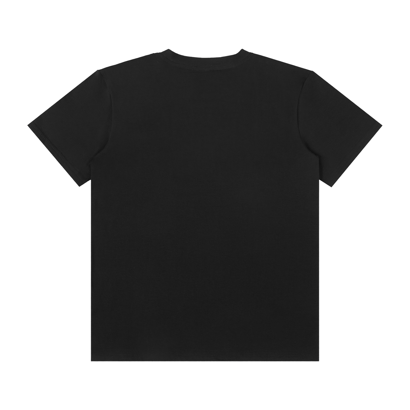 Back view of the Urbanova Essential Crew Tee in black, an essential tee for comfort and everyday style.
