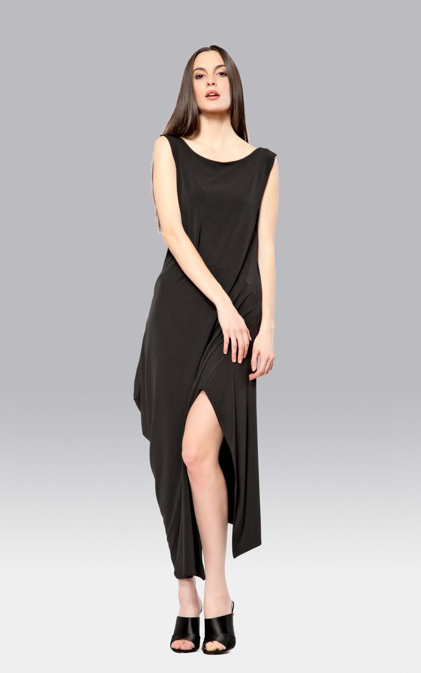 Code Vitesse Angled Dress - Asymmetric Hem Double Layer Bodycon