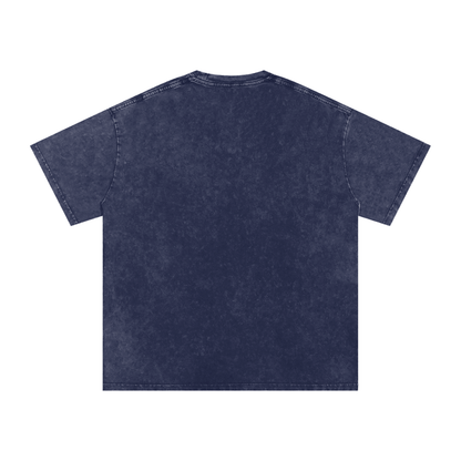 Urbanova-Washed cotton T-Shirt back view with vintage wash, oversized fit, and 100% cotton fabric.