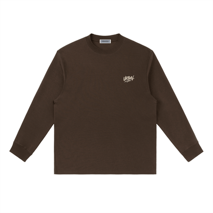 Essential Crewneck Long-Sleeve T-Shirt in brown, featuring a casual style suitable for daily wear.