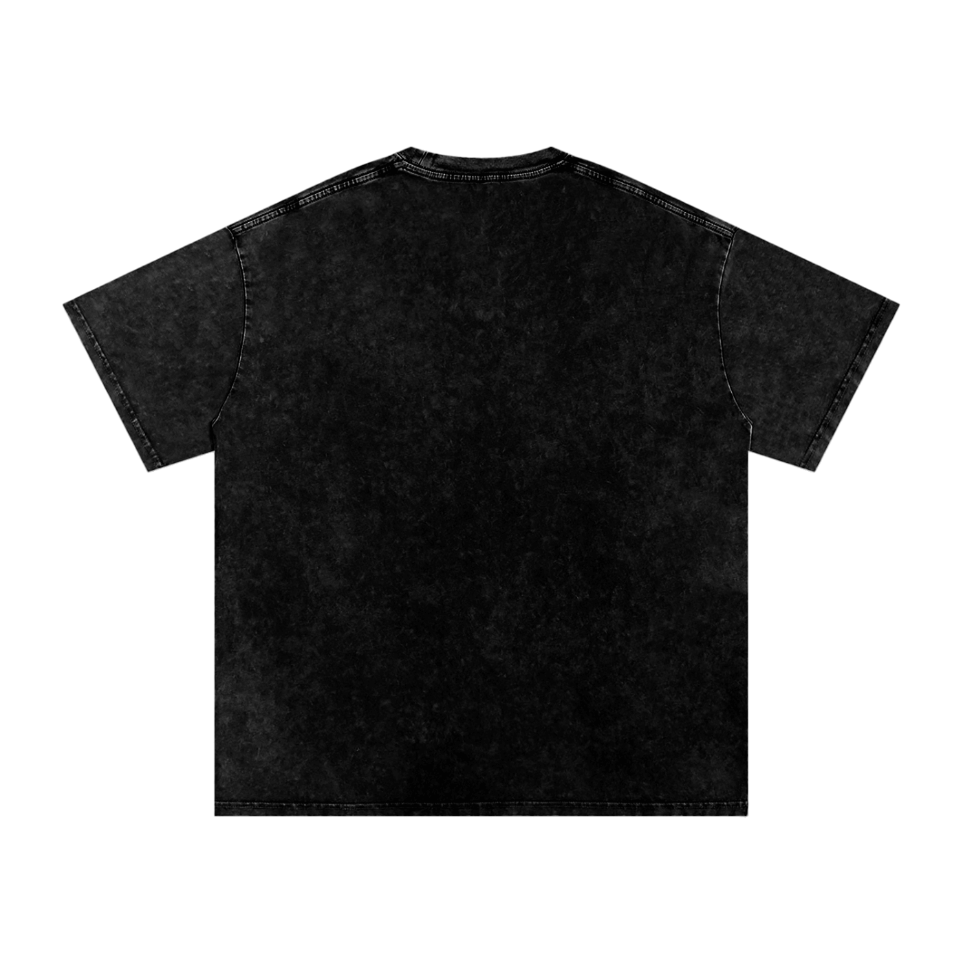 Urbanova-Washed cotton T-Shirt back view in black snow-wash finish, featuring relaxed oversized fit and 100% cotton.