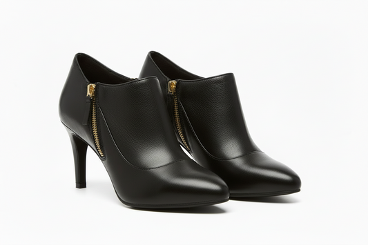 AMMA Vegan Leather Ankle Boots - 4.5" Heel with Side Zip Closure