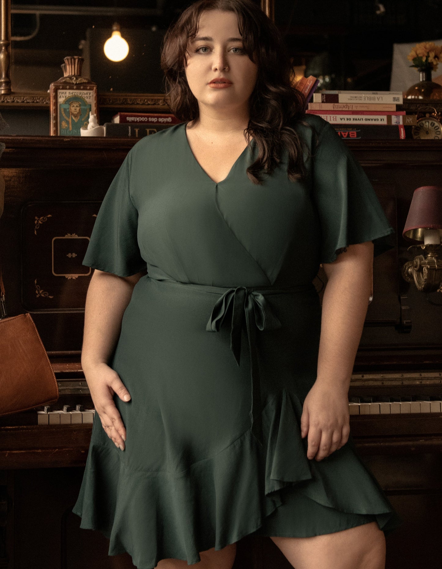 Lilou Wrap Dress - Cross-Over V-Neck with Flutter Sleeves