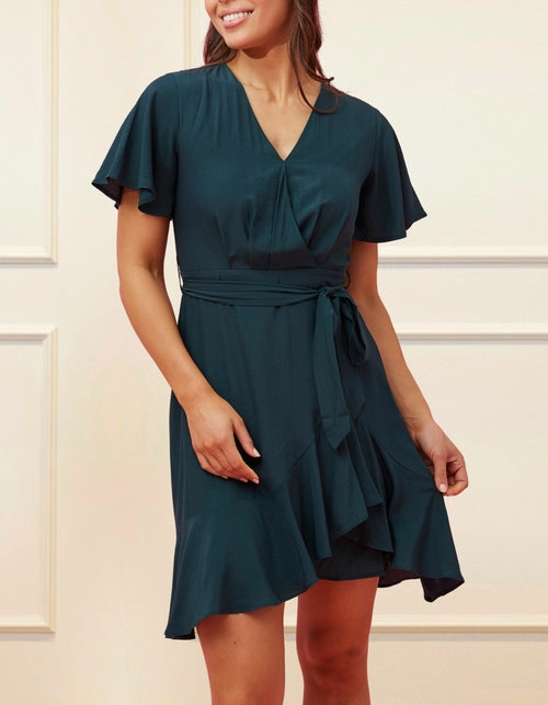 Lilou Wrap Dress - Cross-Over V-Neck with Flutter Sleeves