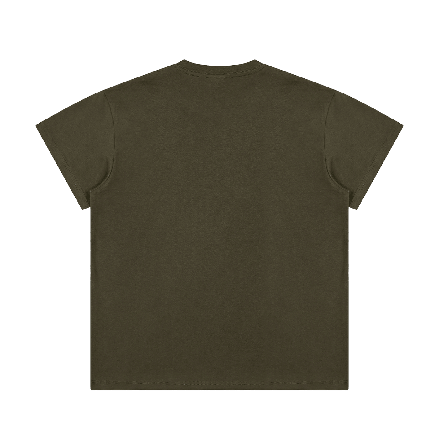 Rear view of Lightweight Cotton Classic Fit T-Shirt in olive green color, showcasing its casual design.