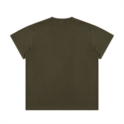 Rear view of Lightweight Cotton Classic Fit T-Shirt in olive green color, showcasing its casual design.