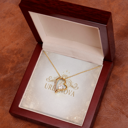 Urbanova Timeless Love Zircon Heart Pendant Necklace displayed in a luxurious box with a polished heart pendant.