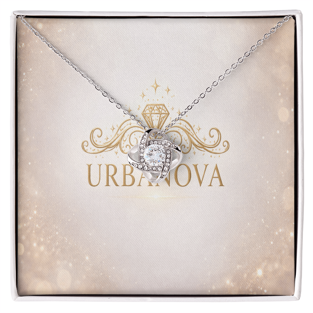 Urbanova Premium Solitaire Orbit Necklace in elegant packaging with sparkling cubic zirconia crystals.
