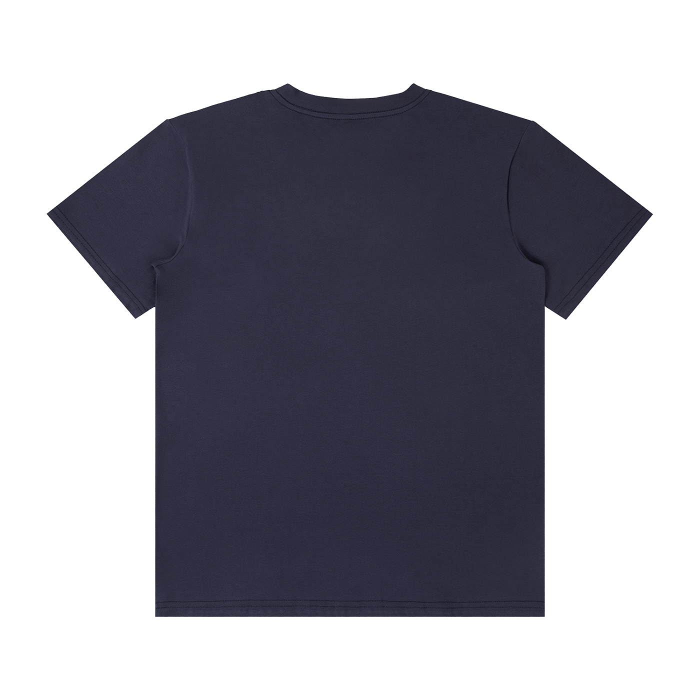 Back view of Urbanova Essential Crew Tee in navy color, showcasing its minimal design and relaxed fit for everyday wear.