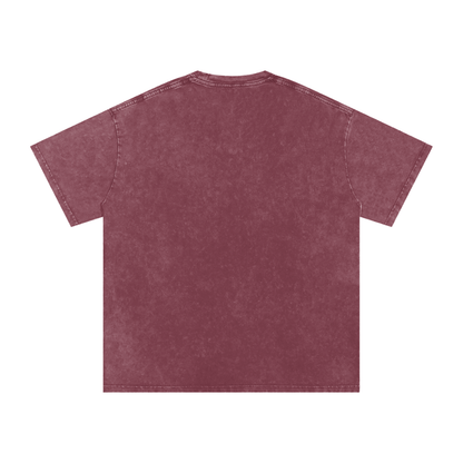 Urbanova-Washed cotton T-Shirt back view in vintage wash, oversized silhouette, 100% cotton for effortless streetwear.