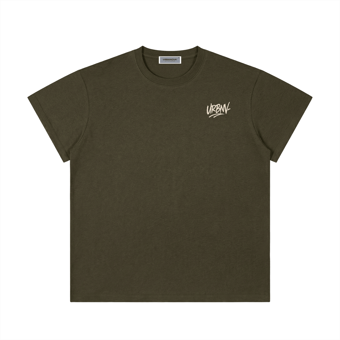 Lightweight Cotton Classic Fit T-Shirt in olive green, featuring a stylish urban logo on the front.