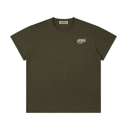 Lightweight Cotton Classic Fit T-Shirt in olive green, featuring a stylish urban logo on the front.