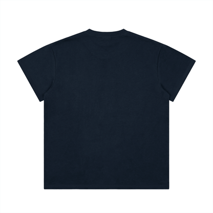 Lightweight Cotton Classic Fit T-Shirt in navy blue, showcasing the back view and loose, casual design.
