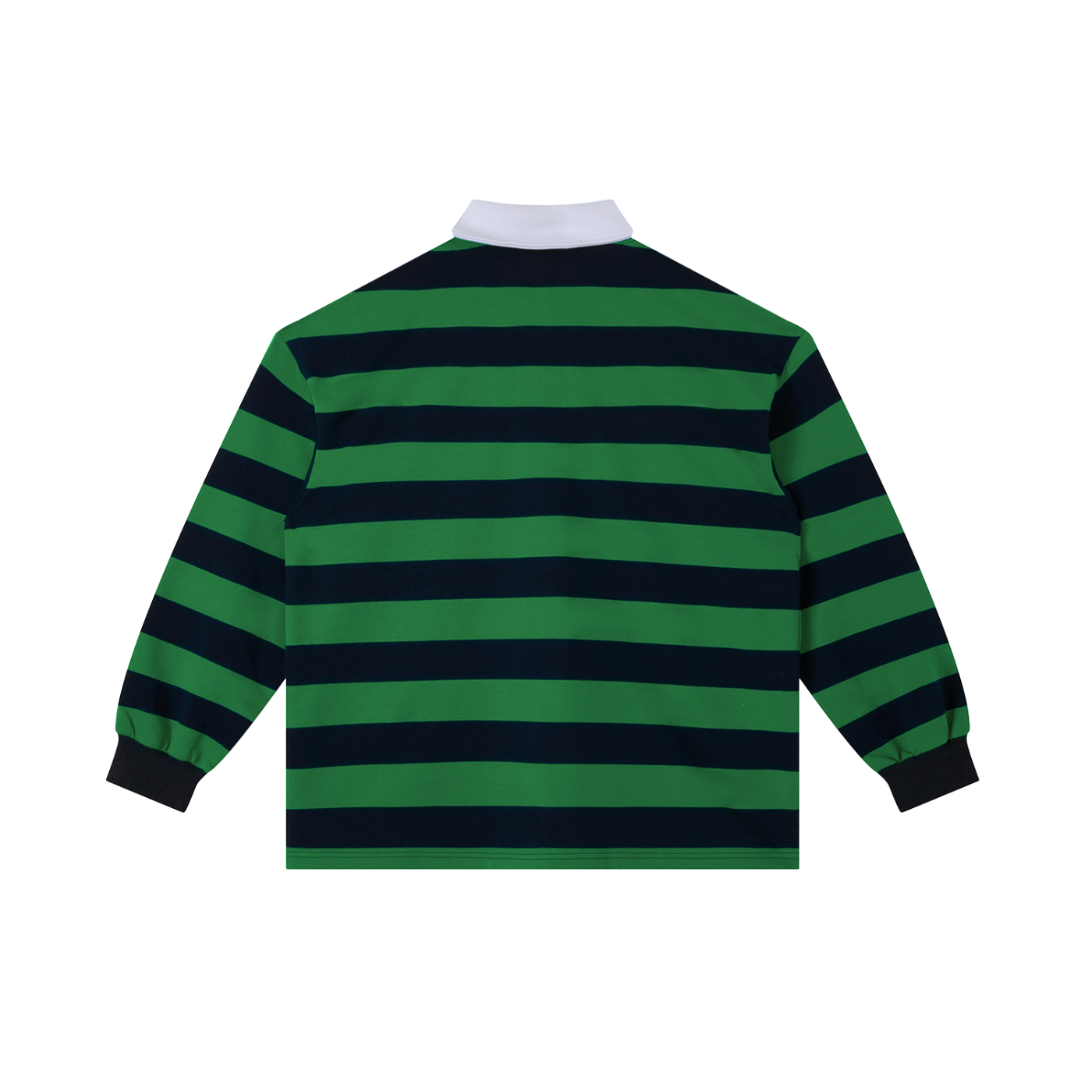 Urbanova- Stripe Polo Shirt in green and navy stripes, showcasing classic crew polo t-shirt style and premium construction.