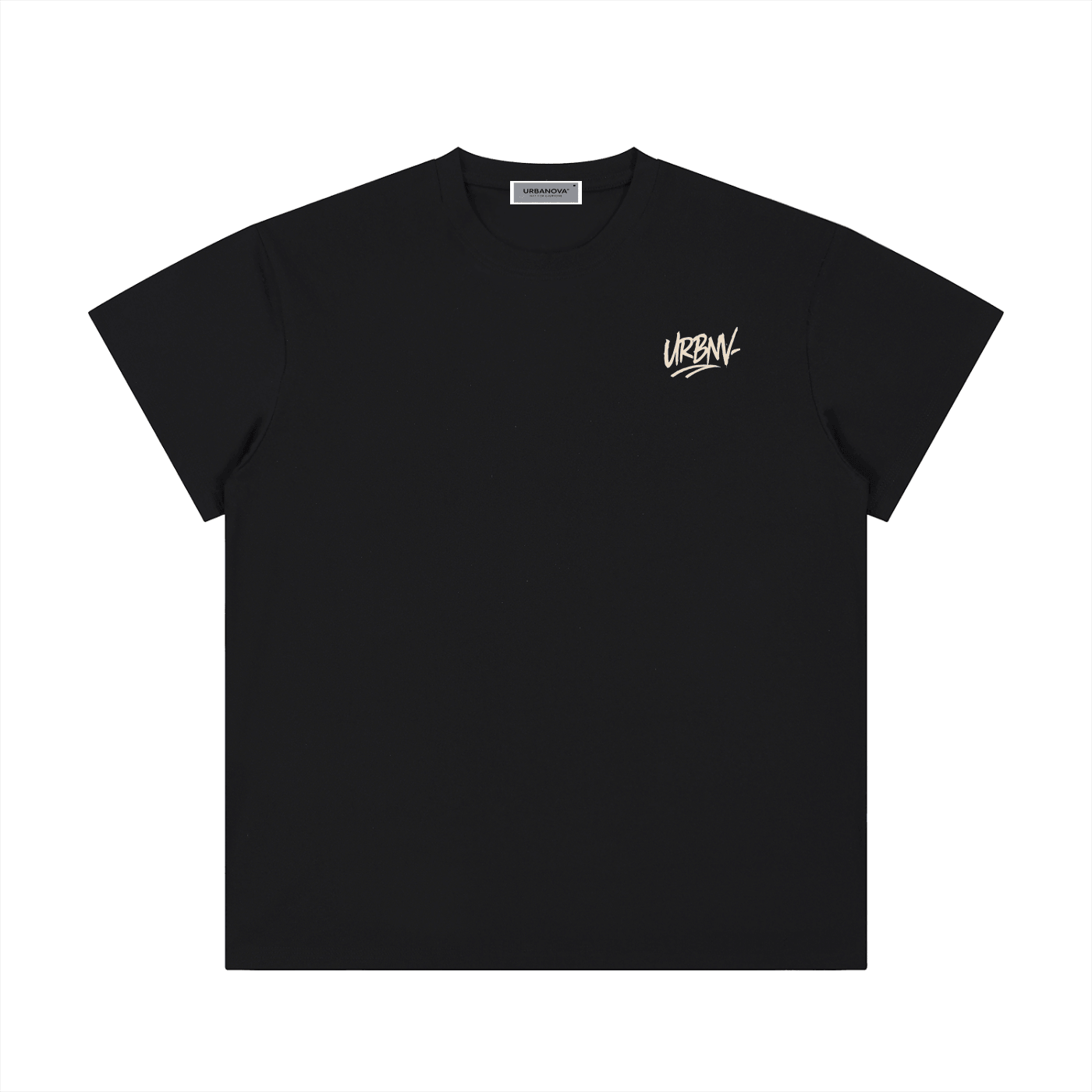 Lightweight Cotton Classic Fit T-Shirt in black with Urban logo, unisex style, casual daily wear.