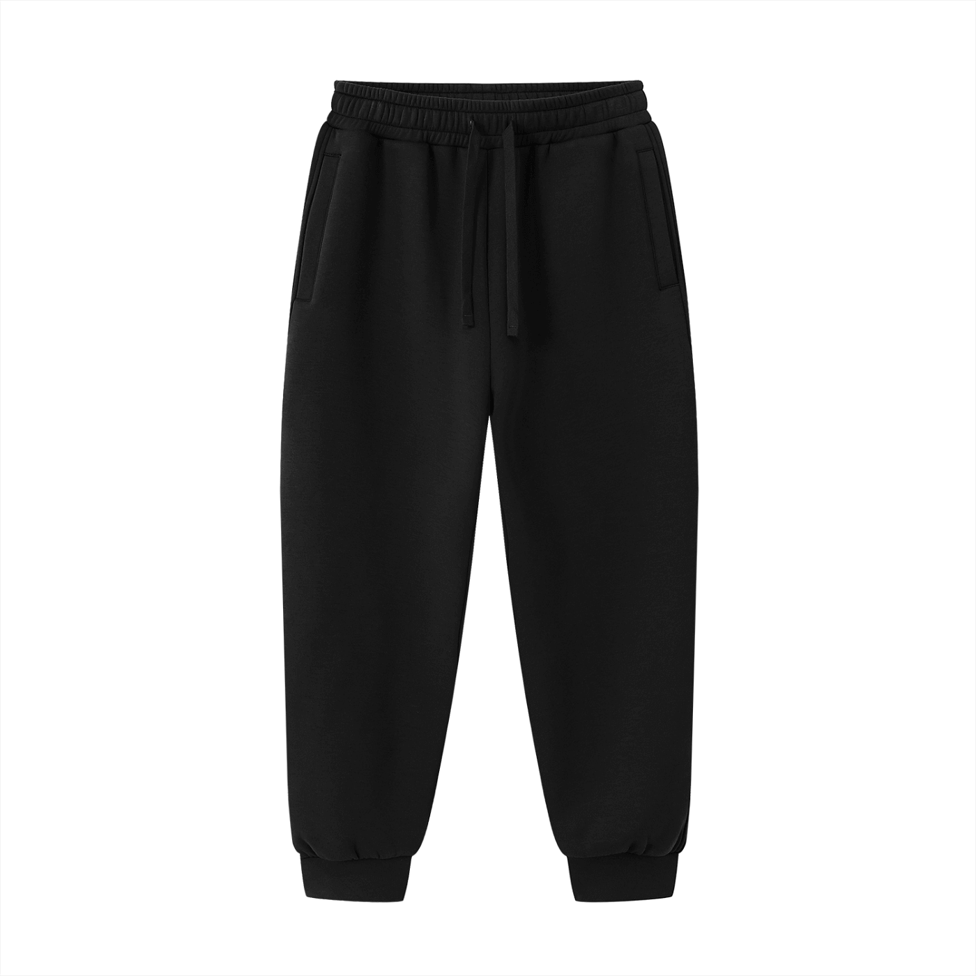 Urbanova Noir Essential Joggers in black, featuring a regular fit and made from a blend of cotton and polyester.