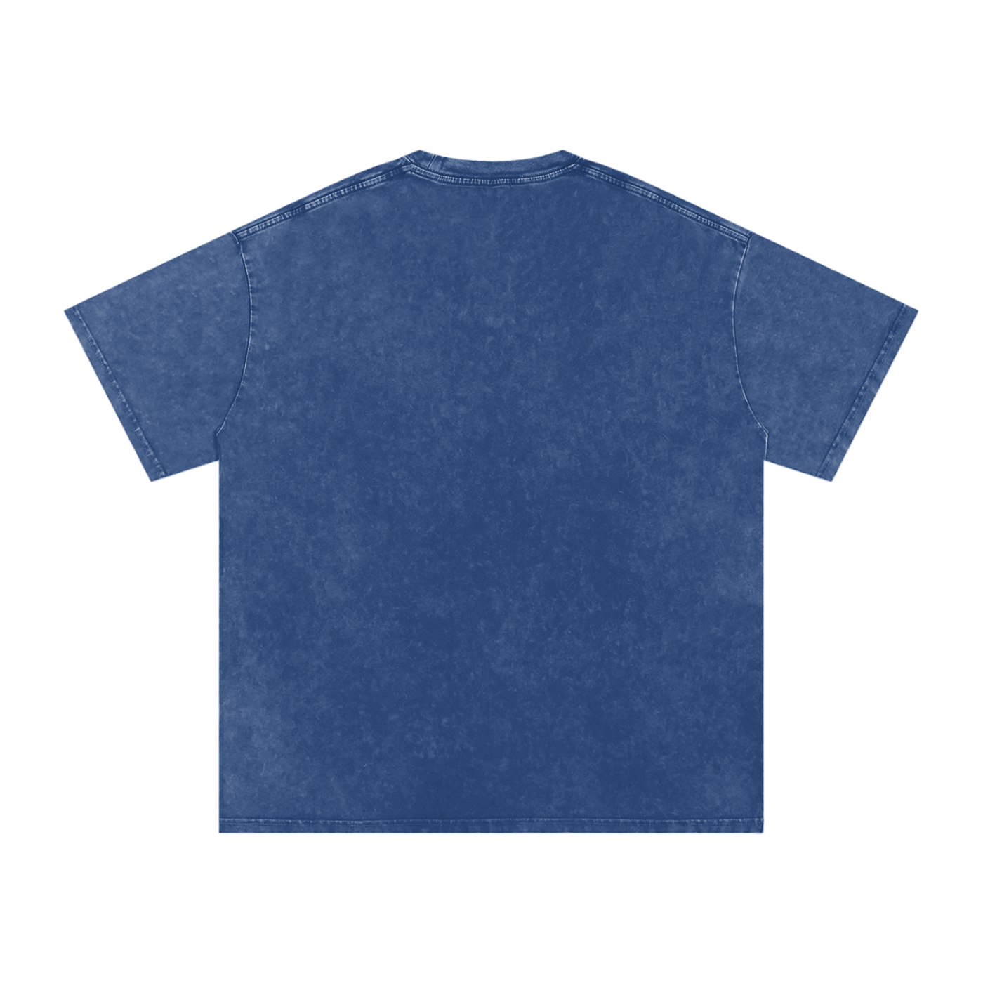 Urbanova-Washed cotton T-Shirt back view in vintage blue wash, featuring 100% cotton, oversized fit for casual streetwear.