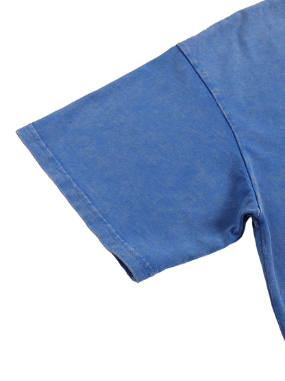 Urbanova-Washed cotton T-Shirt close-up of the sleeve showcasing relaxed fit and snow-wash finish.