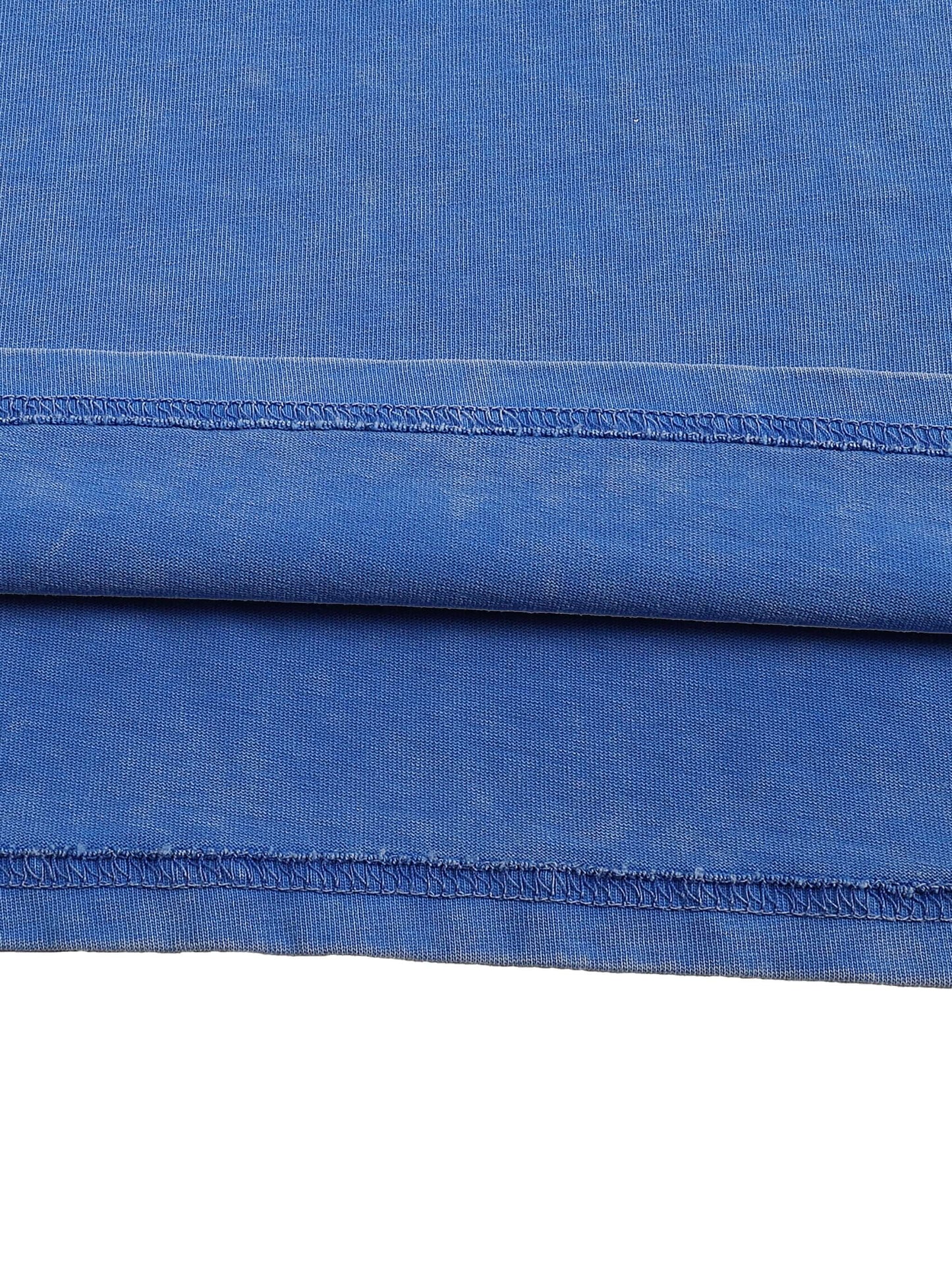 Urbanova-Washed cotton T-Shirt showing the soft blue fabric and stitching details for a relaxed fit.