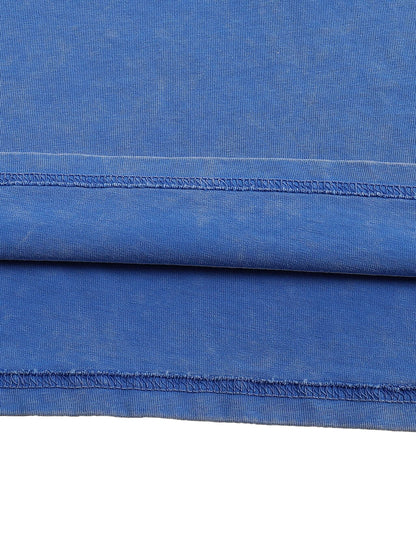 Urbanova-Washed cotton T-Shirt showing the soft blue fabric and stitching details for a relaxed fit.