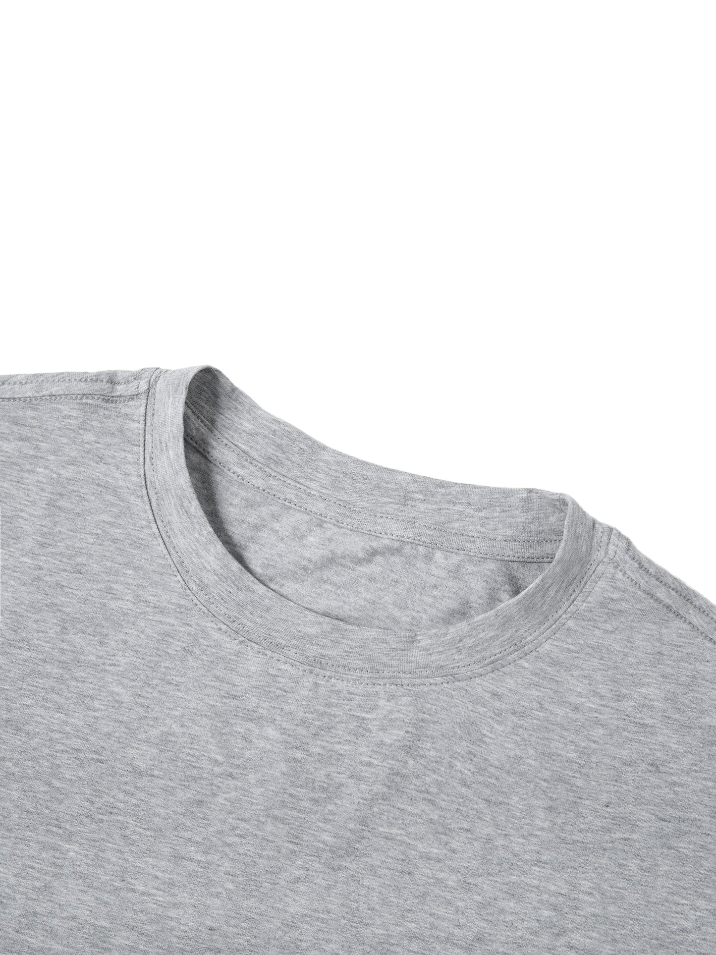 Urbanova Essential Crew Tee in soft gray fabric, showcasing a relaxed fit and classic crew neckline, perfect for everyday wear.