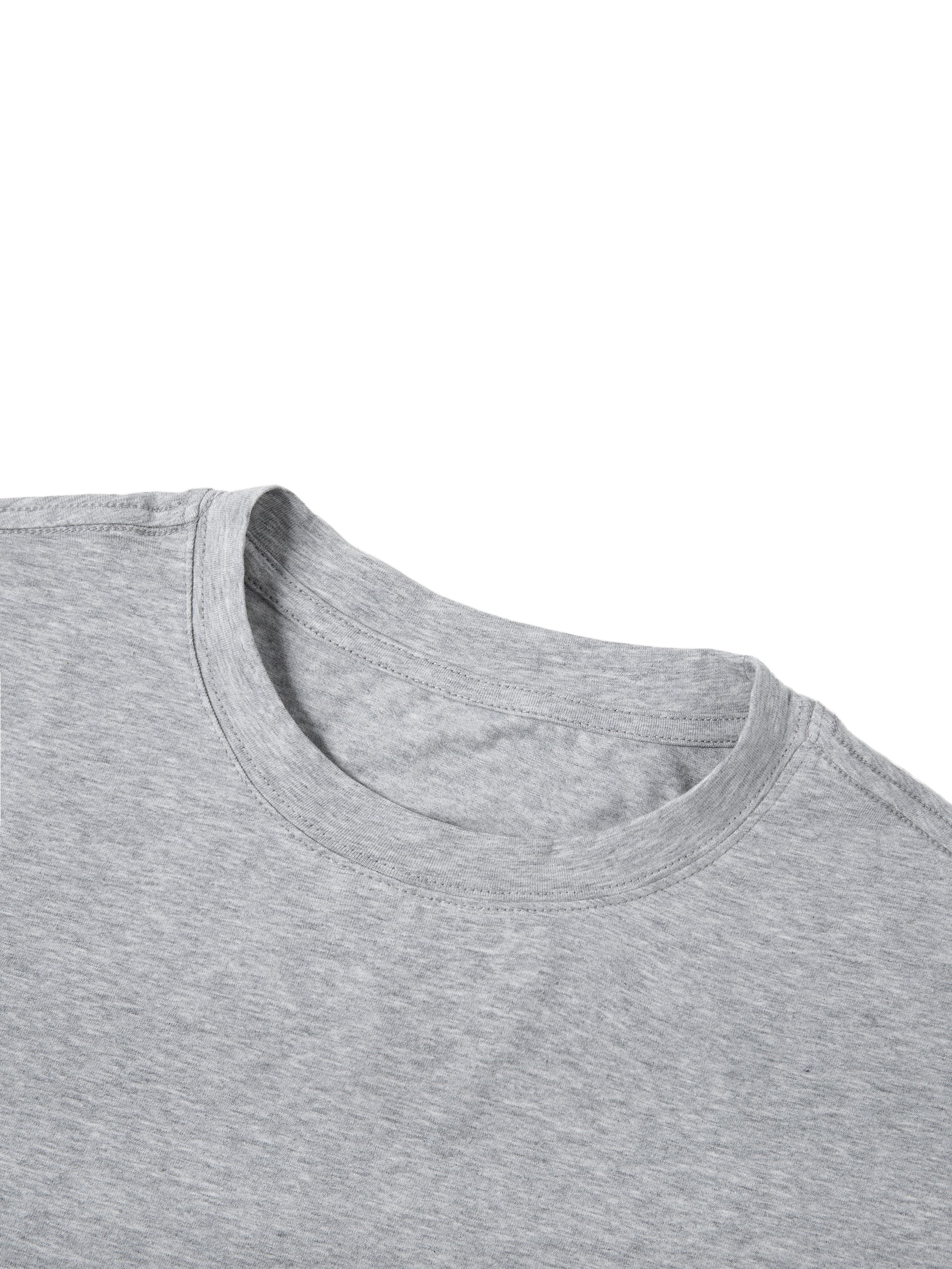 Urbanova Essential Crew Tee in soft gray fabric, showcasing a relaxed fit and classic crew neckline, perfect for everyday wear.