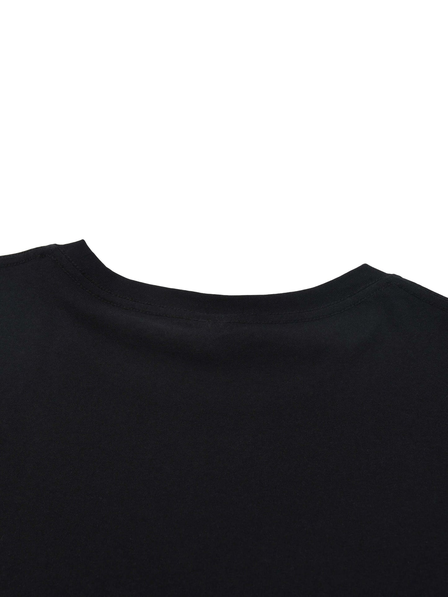 Lightweight Cotton Classic Fit T-Shirt back view showing round neck design in soft black cotton fabric.