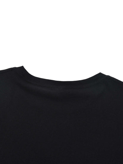 Lightweight Cotton Classic Fit T-Shirt back view showing round neck design in soft black cotton fabric.