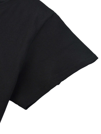 Lightweight Cotton Classic Fit T-Shirt close-up view of black short sleeve fabric.