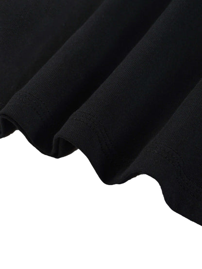 Close-up of the hem and fabric texture of a Lightweight Cotton Classic Fit T-Shirt in black.